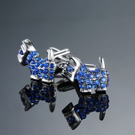 Jewelry Oval Cufflinks With Blue Crystals (style: 5 Style)