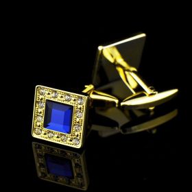 Jewelry Oval Cufflinks With Blue Crystals (style: 4 Style)