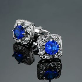 Jewelry Oval Cufflinks With Blue Crystals (style: 7 Style)