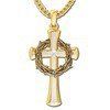 Fashion 18K Gold Cross Ring Thorns Crown Diamond Ring Men's Chain Jewelry Pendant (Color: Necklace)