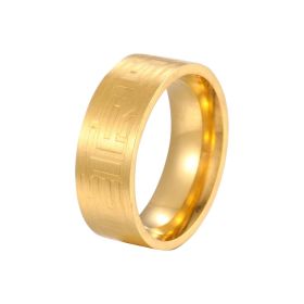 Stainless Steel Greek Band Ring Jewelry (Color: Gold)