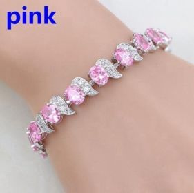 Meniscus Color Jewelry Zircon Bracelet Ladies (Color: Pink)