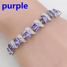 Meniscus Color Jewelry Zircon Bracelet Ladies (Color: Purple)