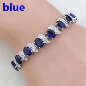 Meniscus Color Jewelry Zircon Bracelet Ladies (Color: Dark blue)