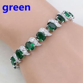 Meniscus Color Jewelry Zircon Bracelet Ladies (Color: Green)