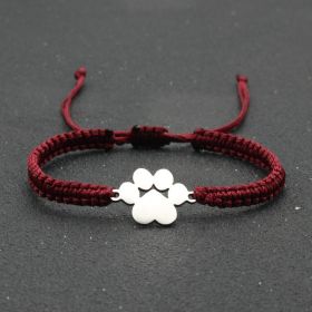 Popular Jewelry Stainless Steel Bear Claw Bracelet (Color: Wine Red)