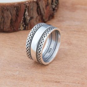 Jewelry Vintage Thai Silver Corrugated Cross Ring (Color: Silver, size: number7)