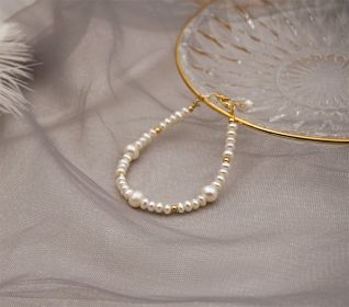 Simple Ladies Handmade Baroque Pearl Hand Jewelry (Color: Flat bead model)