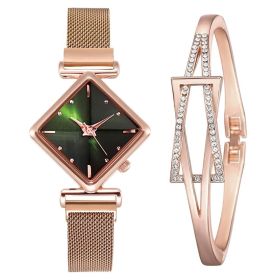 Women Square Watch Luxury Ladies Quartz Magnet Buckle Gradient Color Watches Relogio Feminino For Gift Clock (Color: XR4396-RGGN-RG, size: 1)