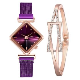 Women Square Watch Luxury Ladies Quartz Magnet Buckle Gradient Color Watches Relogio Feminino For Gift Clock (Color: XR4396-PP-RG, size: 1)