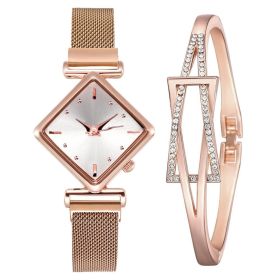 Women Square Watch Luxury Ladies Quartz Magnet Buckle Gradient Color Watches Relogio Feminino For Gift Clock (Color: XR4396-RGWH-RG, size: 1)