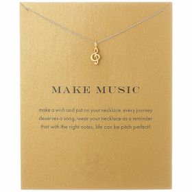 Fashion Jewelry Chain musical note Necklace For Women Style 022 (Color: Silver)