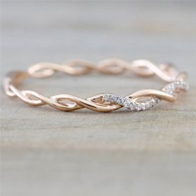 Twisted Diamond Ring Fashion Simple Jewelry (Color: Rose Gold, size: 10)