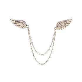 2pcs Men's Hanging Vintage Chain Brooch Lapel Pin Formal Accessories (Color: Yellow)