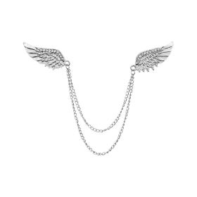 2pcs Men's Hanging Vintage Chain Brooch Lapel Pin Formal Accessories (Color: White)